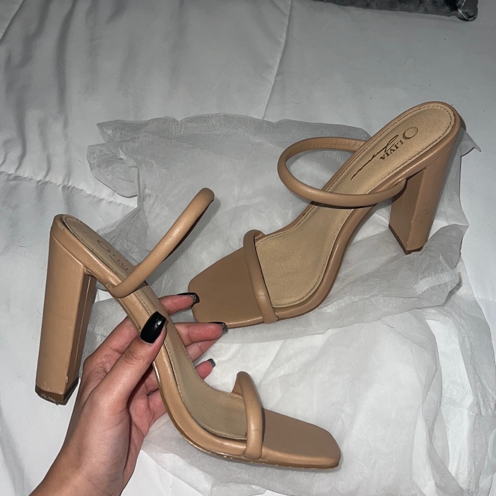 Nude slip on heels